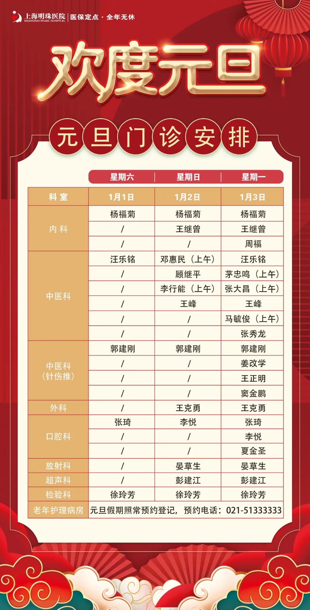 元旦丨上海明珠医院元旦佳节门诊不停诊，服务不停歇！
